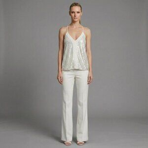 White Sequin Cami Top Fully Lined Adjustable Straps